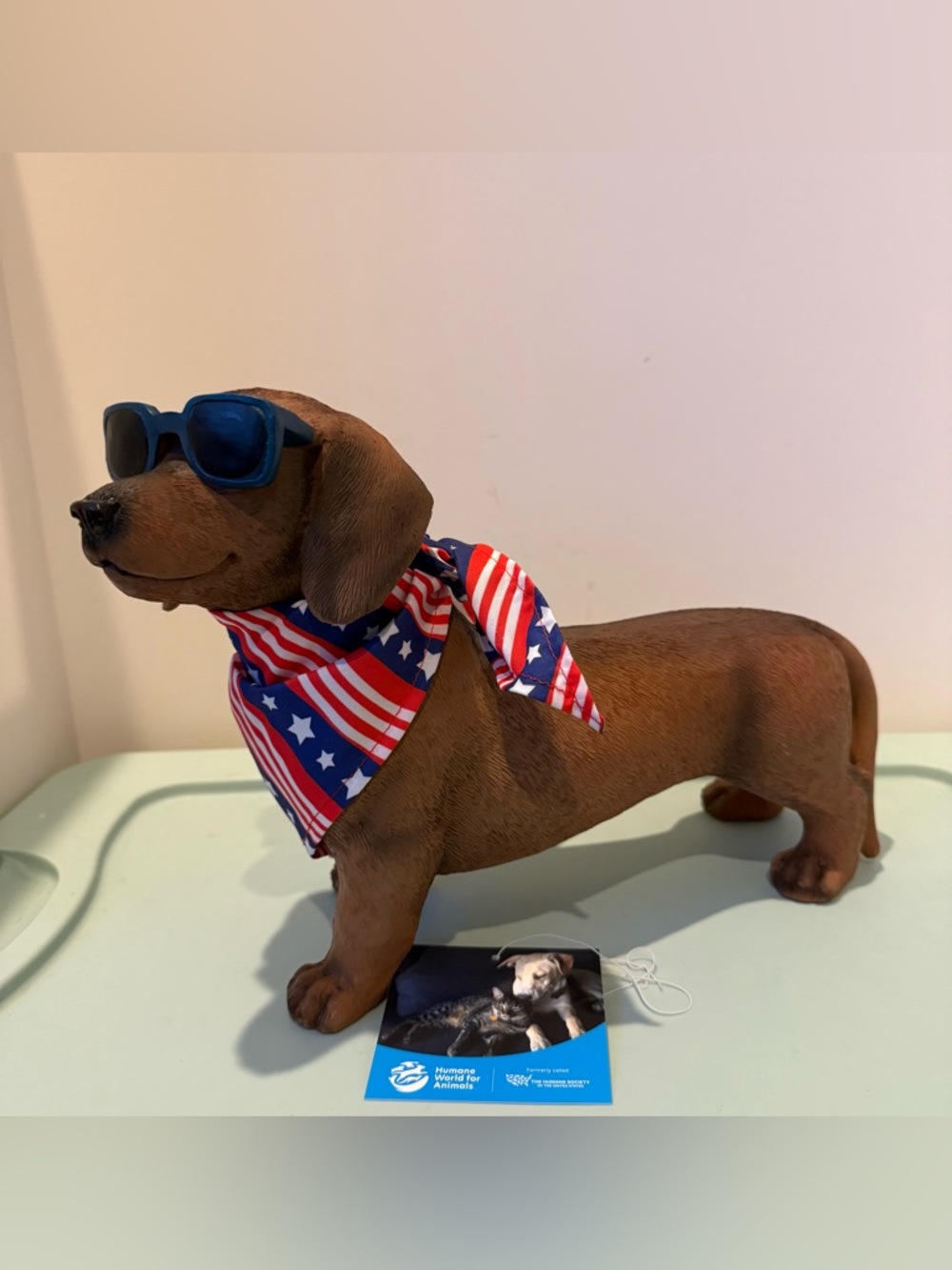 Cute Humane Society Patriotic Dachsund with Stars & Stripes Bandana- NWT